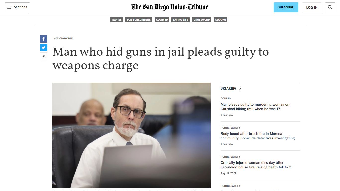 Man who hid guns in jail pleads guilty to weapons charge